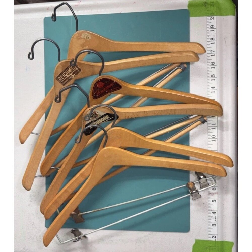 Batts Lt Brown Wooden Wishbone Suit Jacket Pants Hanger‎ Set Of 6